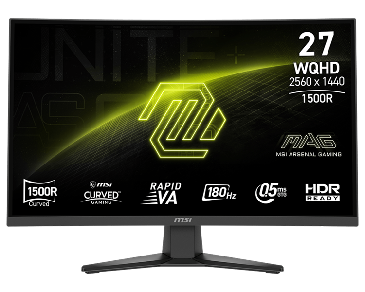 Монитор MSI MAG 275CQF E18 27" 16:9 WQHD(2560x1440) Rapid VA Curve 1500R, 0,5ms(GTG), 5000:1,100M:1,250nits,178/178, 2xHDMI 2.0b, 1xDP 1.4a, Tilt,VESA,180HZ,Black,1y war-ty