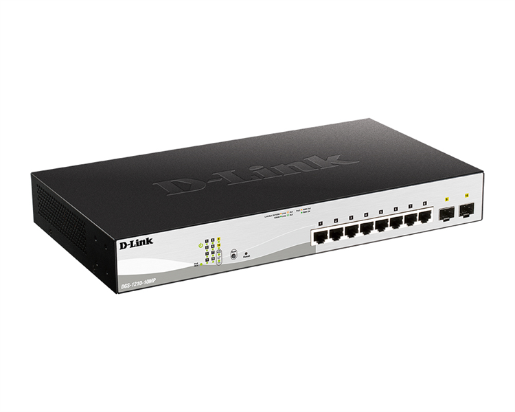 Коммутатор D-Link PROJ Настраиваемый L2 PoE-коммутатор, 8x1000Base-T PoE, 2х1000Base-X SFP, PoE-бюджет 130 Вт, упрощенный интерфейс CLI