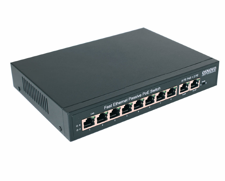 Коммутатор OSNOVO SW-21000/A(120W), 10×FE, 8×PoE, 120W, неуправляемый